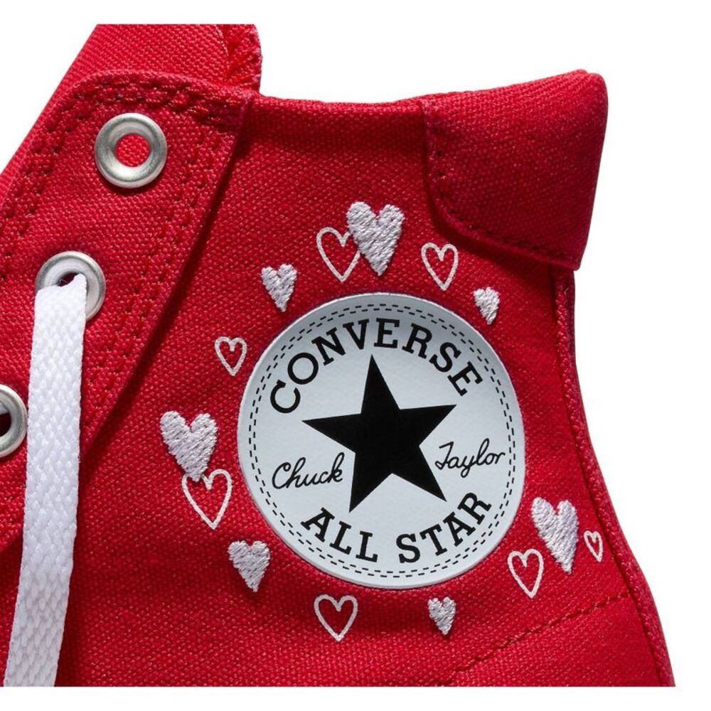 Converse -  Women's Platform High Top Sneakers - Red  Red - Picture 6 of 6